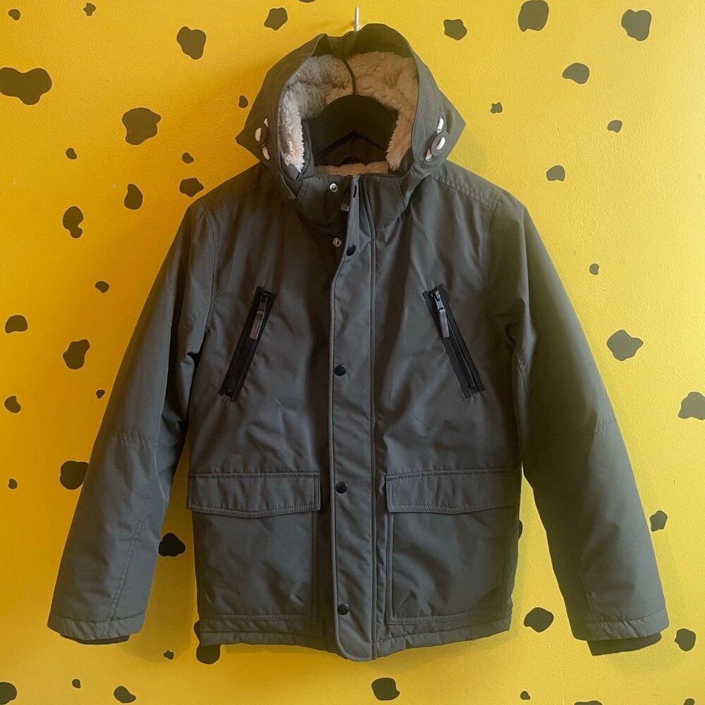 H&M Kids Olive Parka 10–11Y – Sherpa Lined Winter Streetwear NWT